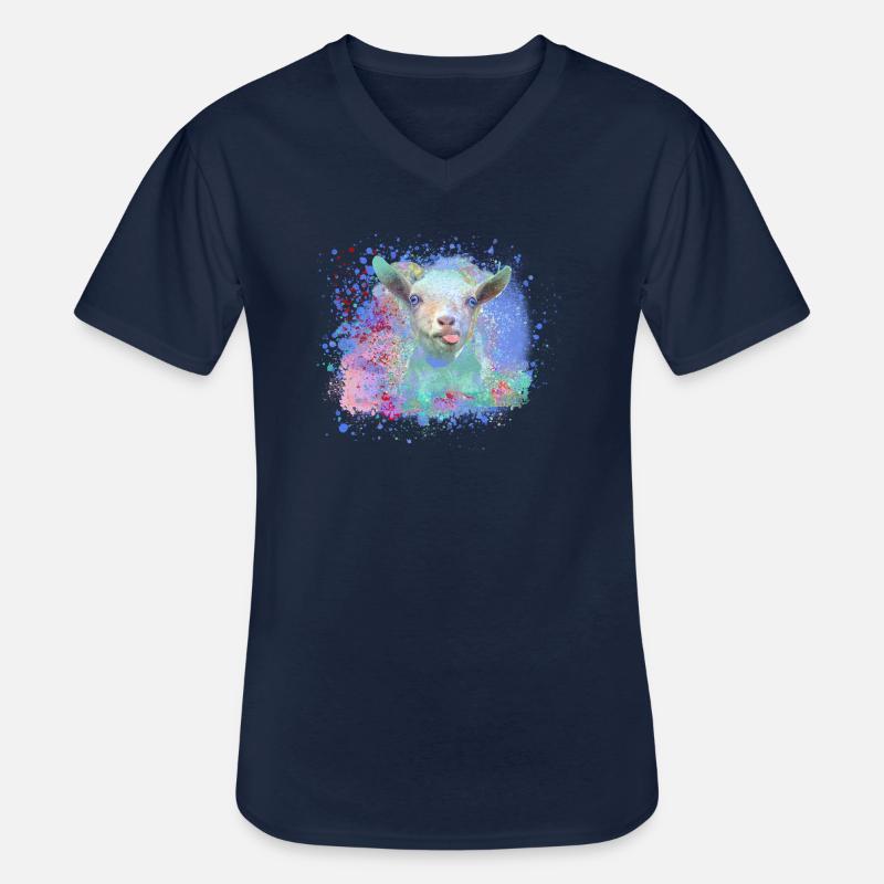 ziege,pastell, kopf, malerei, graffiti - Männer-T-Shirt mit V-Ausschnitt - Navy