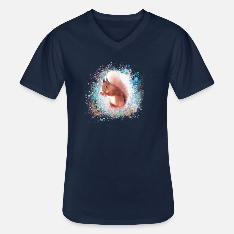 eichhörnchen, braun, malerei, graffiti, hörnchen - Männer-T-Shirt mit V-Ausschnitt - Navy