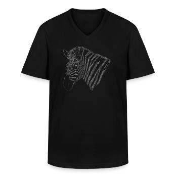 Zèbre dessiné à la main - T-shirt col V Homme - noir - Devant - AI Model Male 178 dark (178cm)