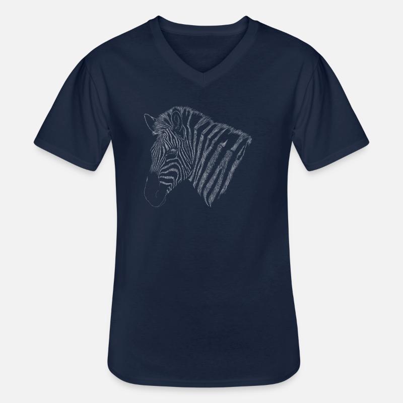handgezeichnetes Zebra - Männer-T-Shirt mit V-Ausschnitt - Navy