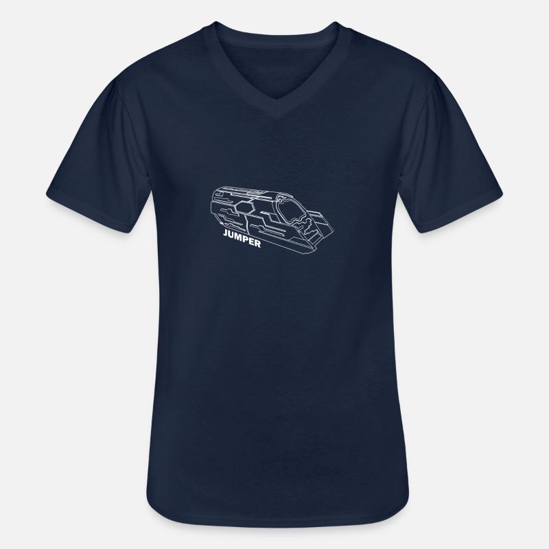 Stargate Atlantis, Raumschiff, Puddle Jumper - Männer-T-Shirt mit V-Ausschnitt - Navy