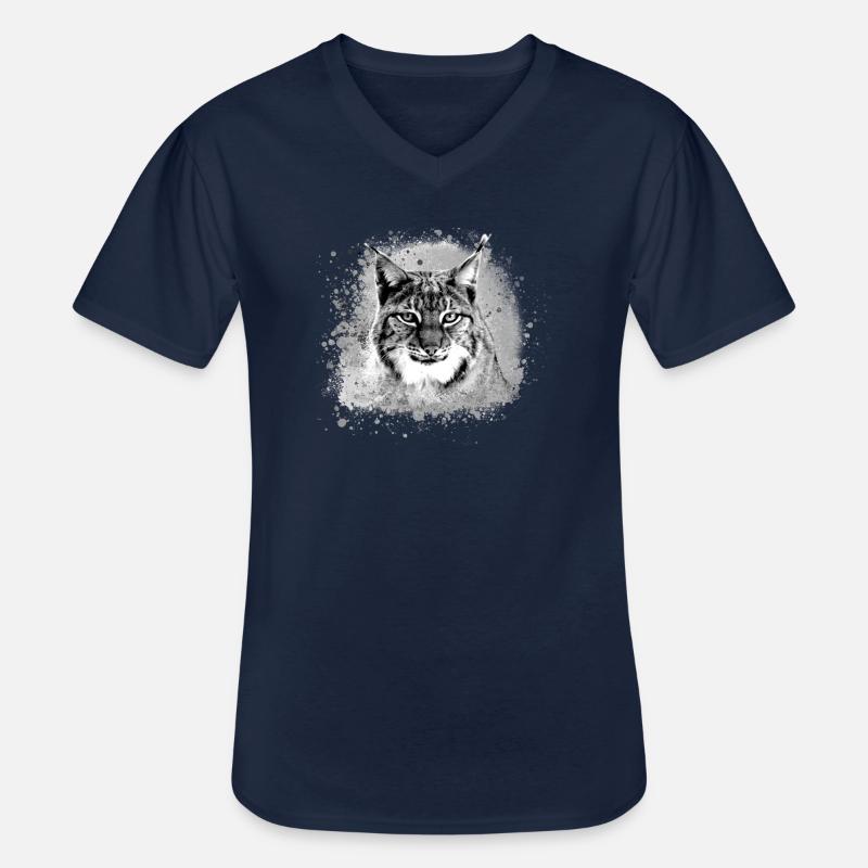 wildkatze,luchs,grau,graffiti,malerei,katze - Männer-T-Shirt mit V-Ausschnitt - Navy