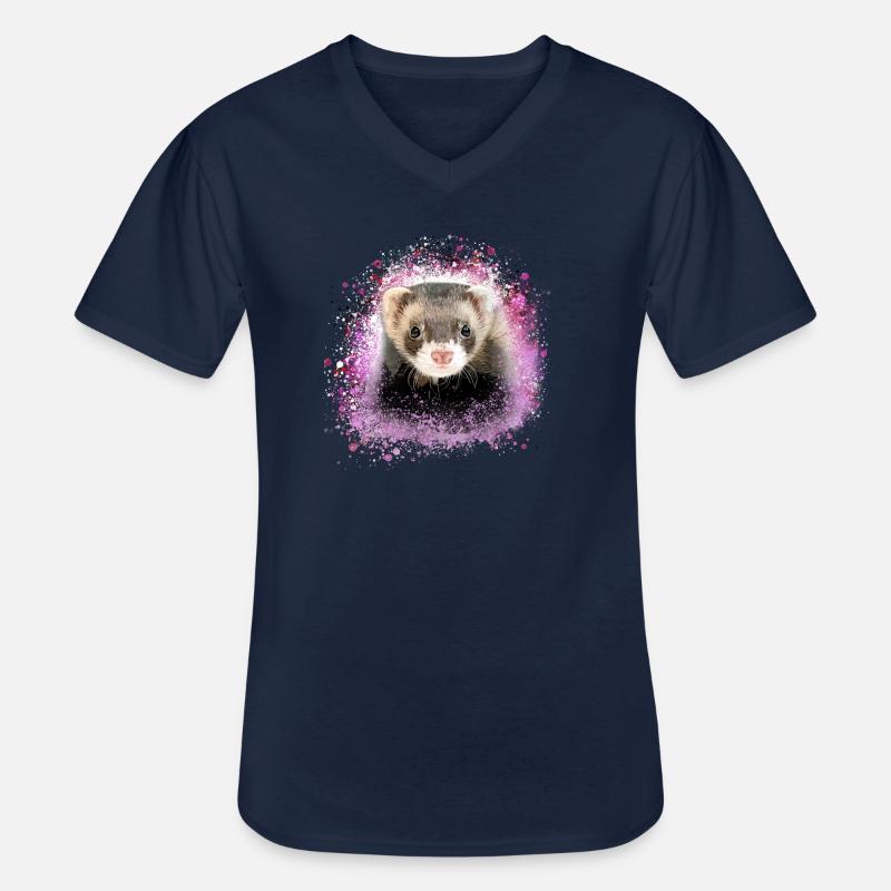 frettchen,rosa,graffiti,iltis - Männer-T-Shirt mit V-Ausschnitt - Navy