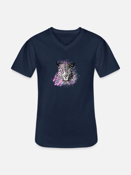 leopard, cat, wildcat, graffiti, painting,pink - Men's V-Neck T-Shirt - navy