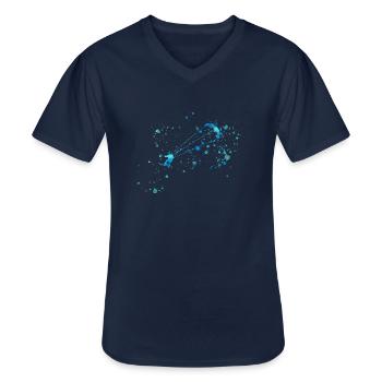 kitesurf, surf, surfeur, vague, bleu, graffiti, bla - T-shirt col V Homme - marine - Devant - AI Model Male 178 dark (178cm)