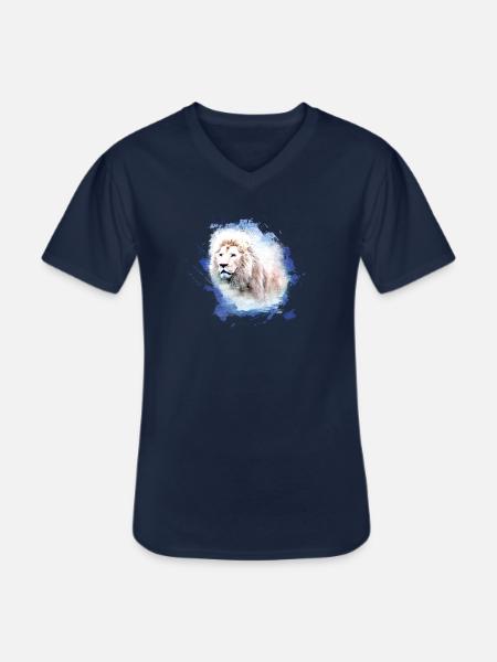 lion,lion's head,graffiti,blue,white lion,graffiti - Men's V-Neck T-Shirt - navy