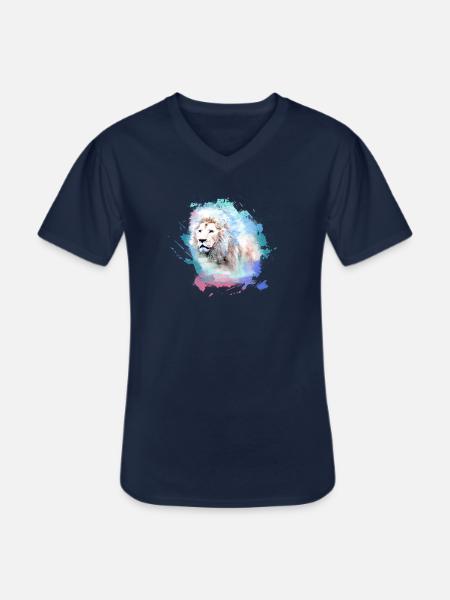 weisser löwe,löwe,bunt,graffiti,malerei - Männer-T-Shirt mit V-Ausschnitt - Navy
