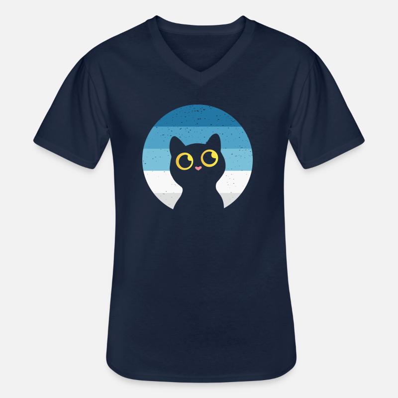 Katze Retro - Männer-T-Shirt mit V-Ausschnitt - Navy