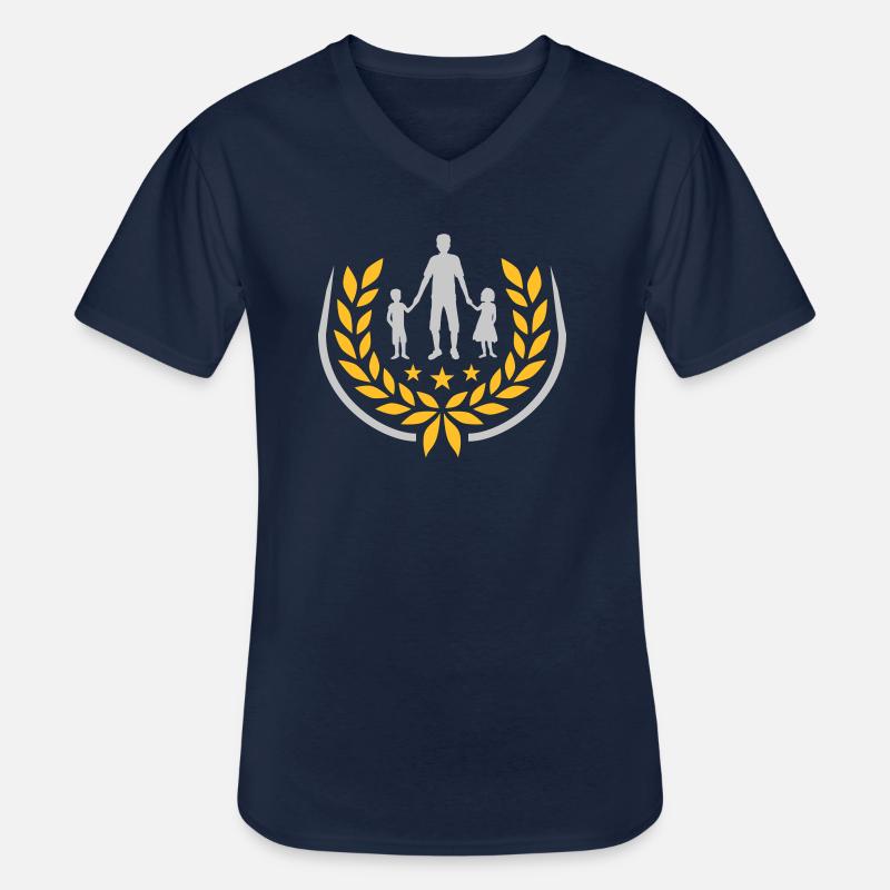 Sterne Papa Kinder Lorbeerkranz - Männer-T-Shirt mit V-Ausschnitt - Navy