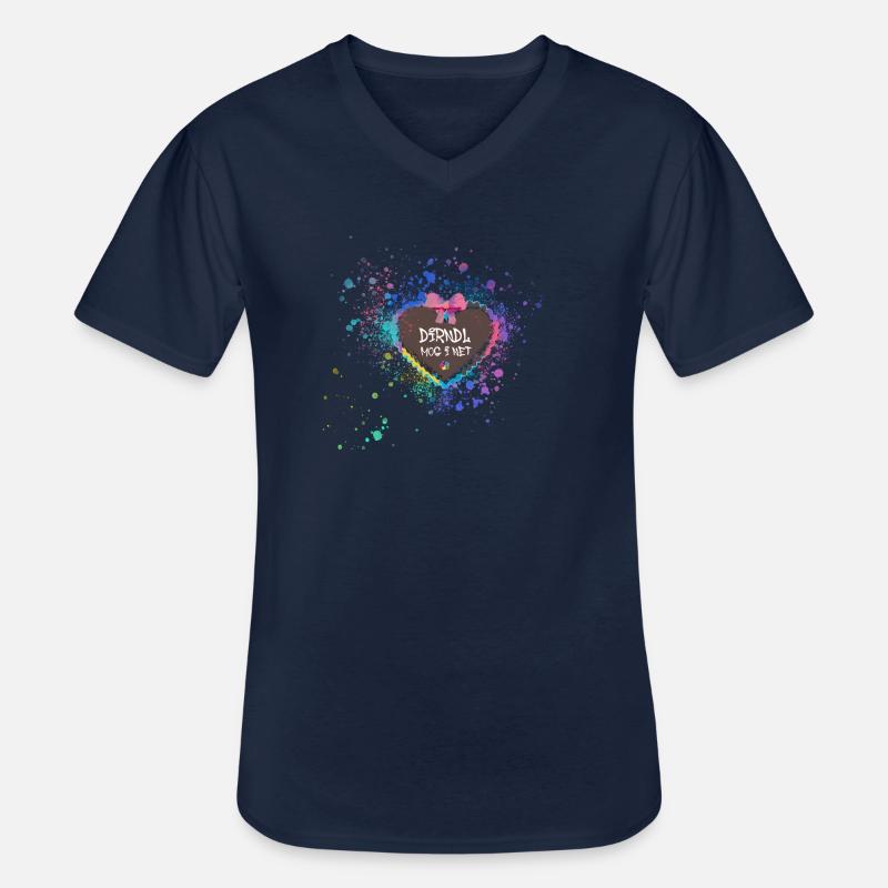 dirndl mog i net, bayern,volksfest,graffiti,bunt - Männer-T-Shirt mit V-Ausschnitt - Navy