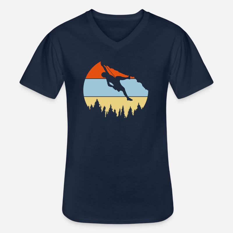 Wald Bäume Felsen Klettern - Männer-T-Shirt mit V-Ausschnitt - Navy