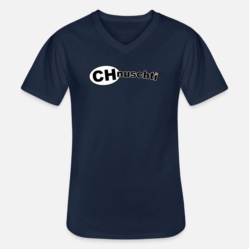 CHnuschti - Männer-T-Shirt mit V-Ausschnitt - Navy
