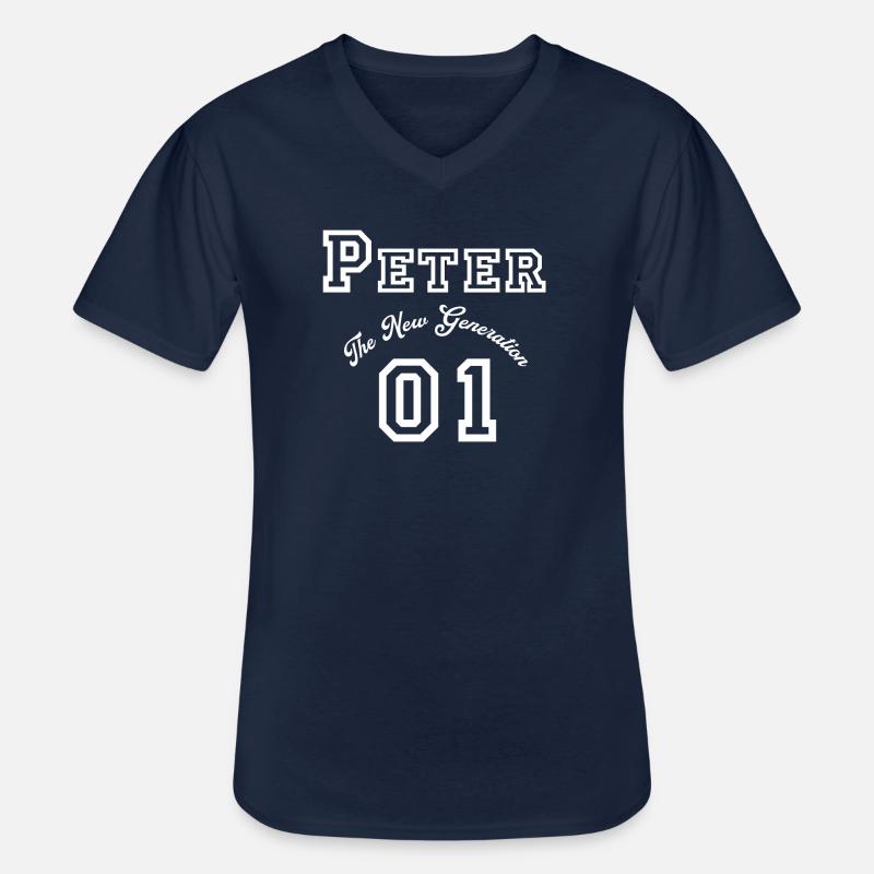 First name Peter white - Men's V-Neck T-Shirt - navy