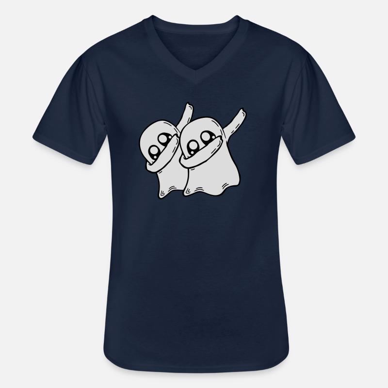 2 Dabbing Ghosts Friends - T-shirt col V Homme - marine