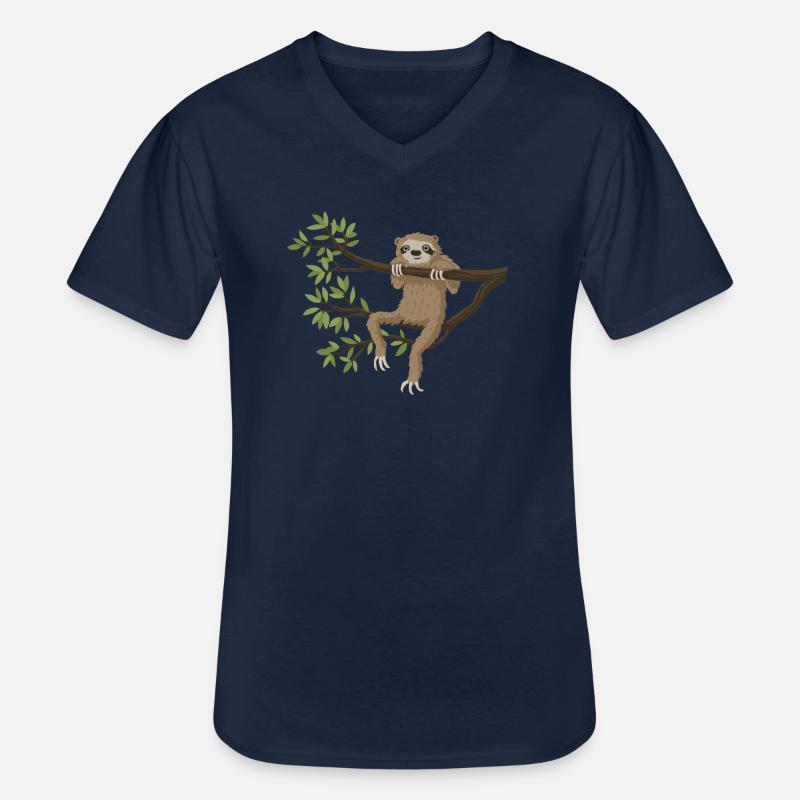 Faultier hängt rum - Männer-T-Shirt mit V-Ausschnitt - Navy