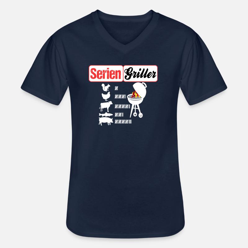 Serien Griller - Männer-T-Shirt mit V-Ausschnitt - Navy