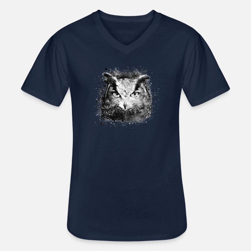eule,graffiti,malerei,schwarz,grau - Männer-T-Shirt mit V-Ausschnitt - Navy