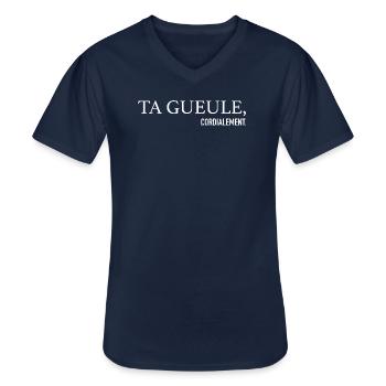 Ta Gueule Cordialement Phrase Drôle - T-shirt col V Homme - marine - Devant - AI Model Male 178 dark (178cm)
