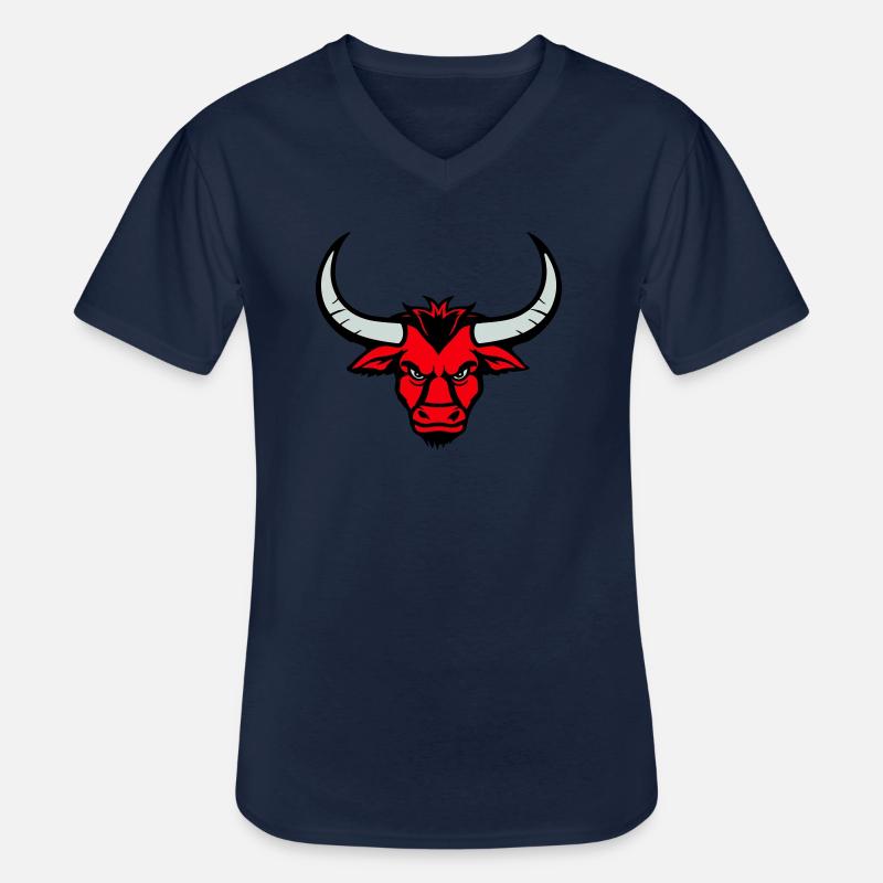 stier tier kopf - Männer-T-Shirt mit V-Ausschnitt - Navy