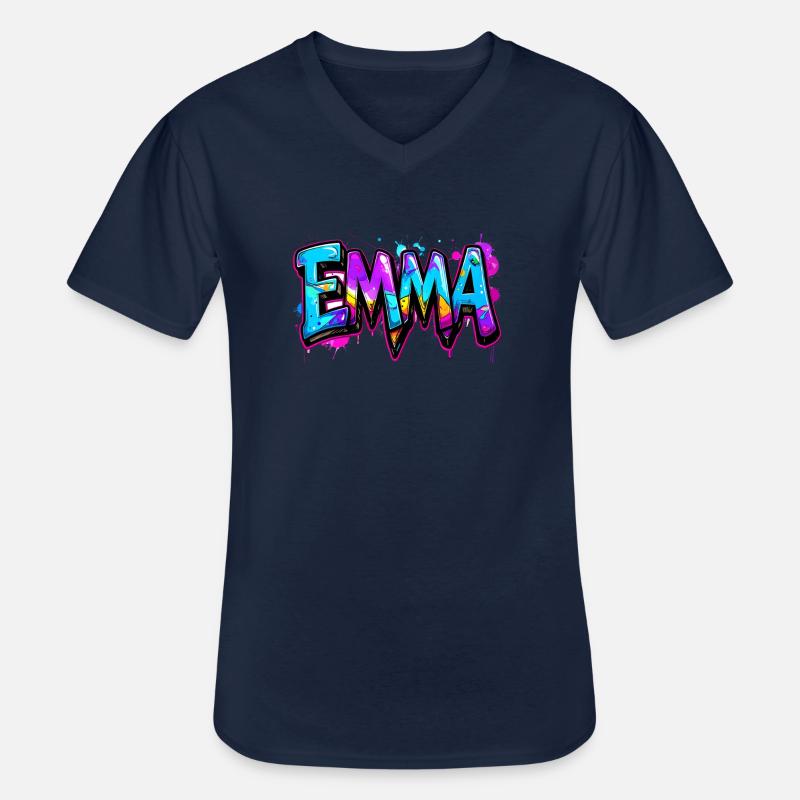 graffiti, buchstaben, emma, illustration - Männer-T-Shirt mit V-Ausschnitt - Navy