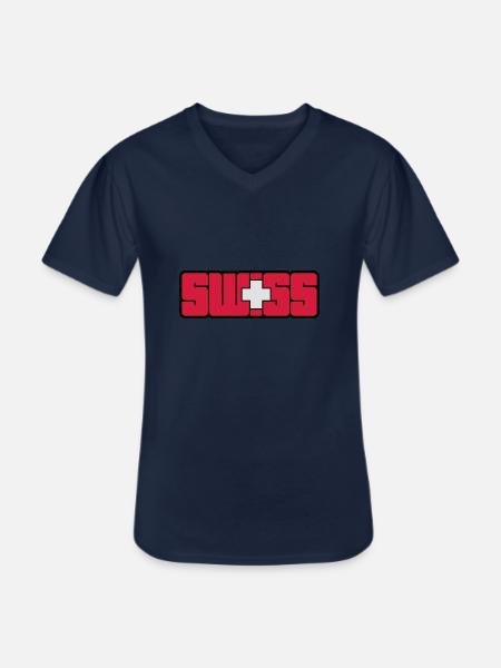 Swiss - Men's V-Neck T-Shirt - navy