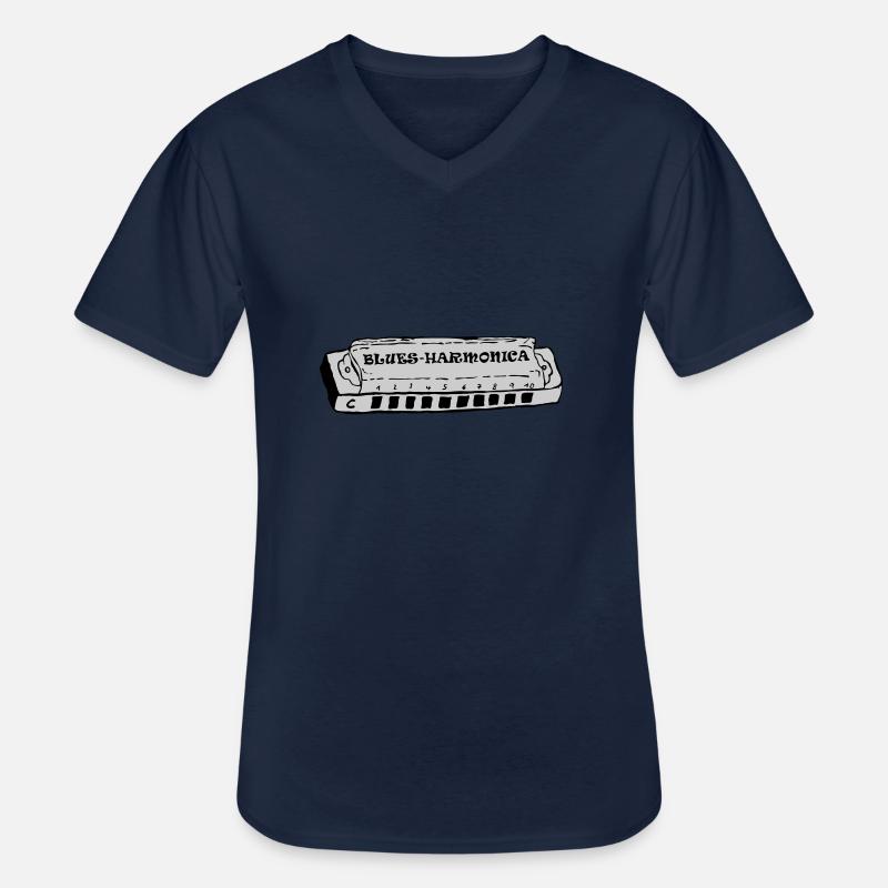 bluesharmonica - Männer-T-Shirt mit V-Ausschnitt - Navy