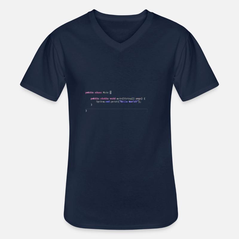 Java Hello World! Geschenkidee - Männer-T-Shirt mit V-Ausschnitt - Navy