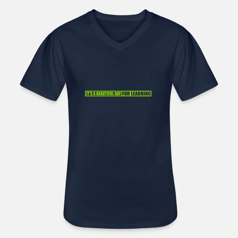 beautiful day for learning - Männer-T-Shirt mit V-Ausschnitt - Navy