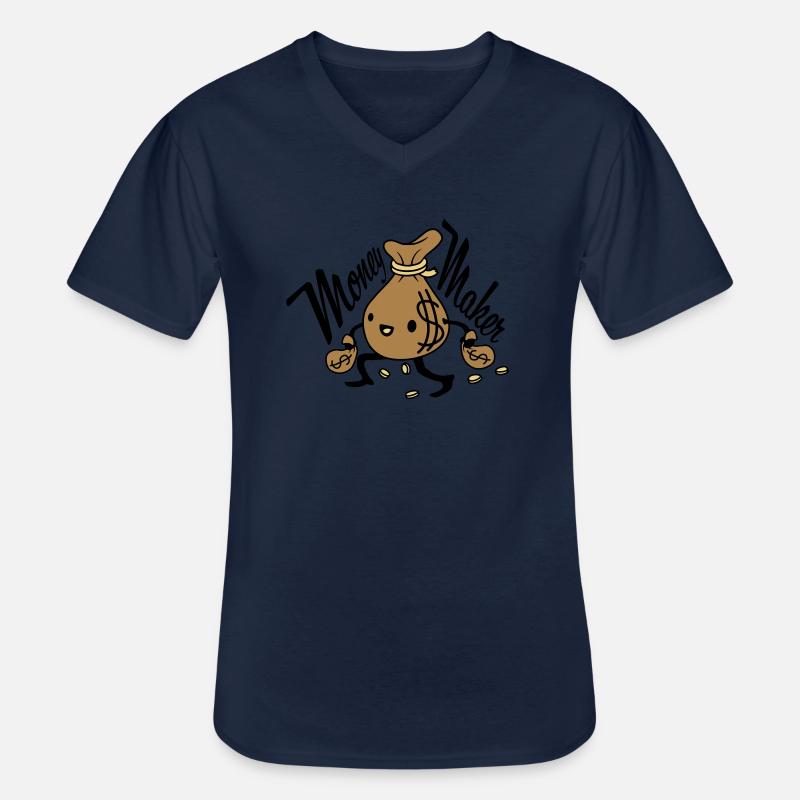 Money Maker lebendiger Geldsack - Männer-T-Shirt mit V-Ausschnitt - Navy