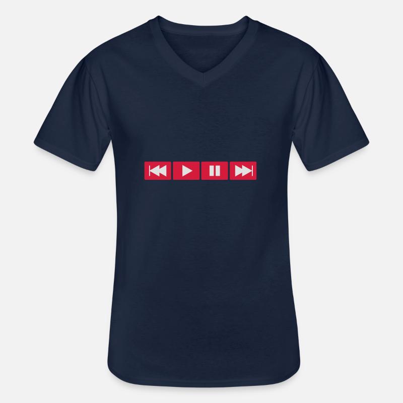 Play Button - Männer-T-Shirt mit V-Ausschnitt - Navy