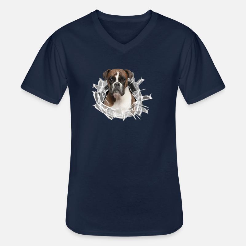 Boxer im Glas Loch - Männer-T-Shirt mit V-Ausschnitt - Navy