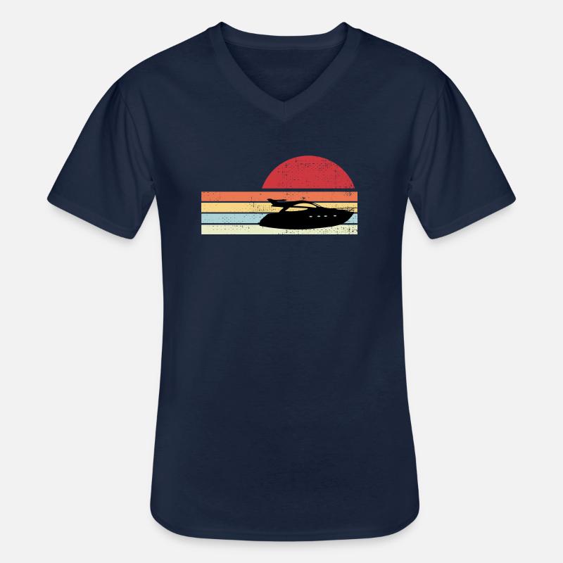 Retro Motorboot - Männer-T-Shirt mit V-Ausschnitt - Navy