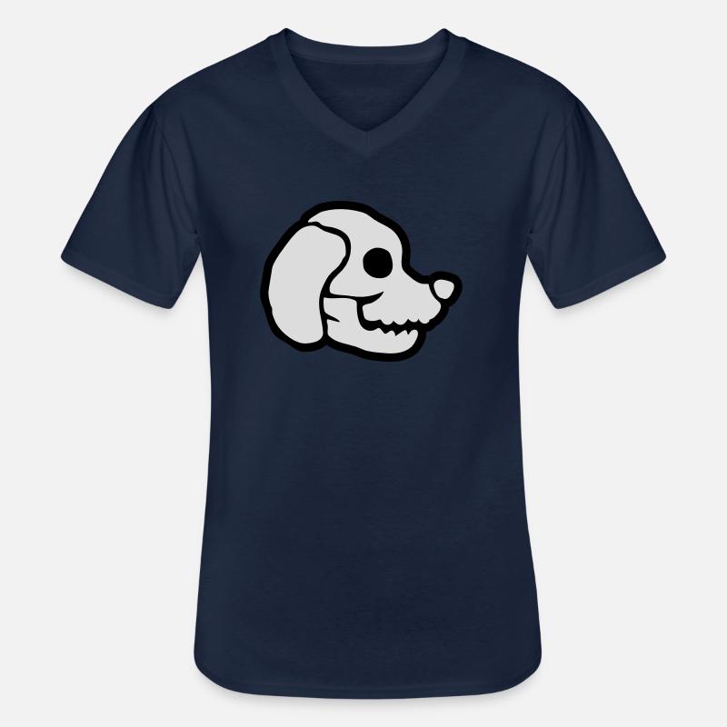 Hunde Schädel Halloween Skelett - Männer-T-Shirt mit V-Ausschnitt - Navy