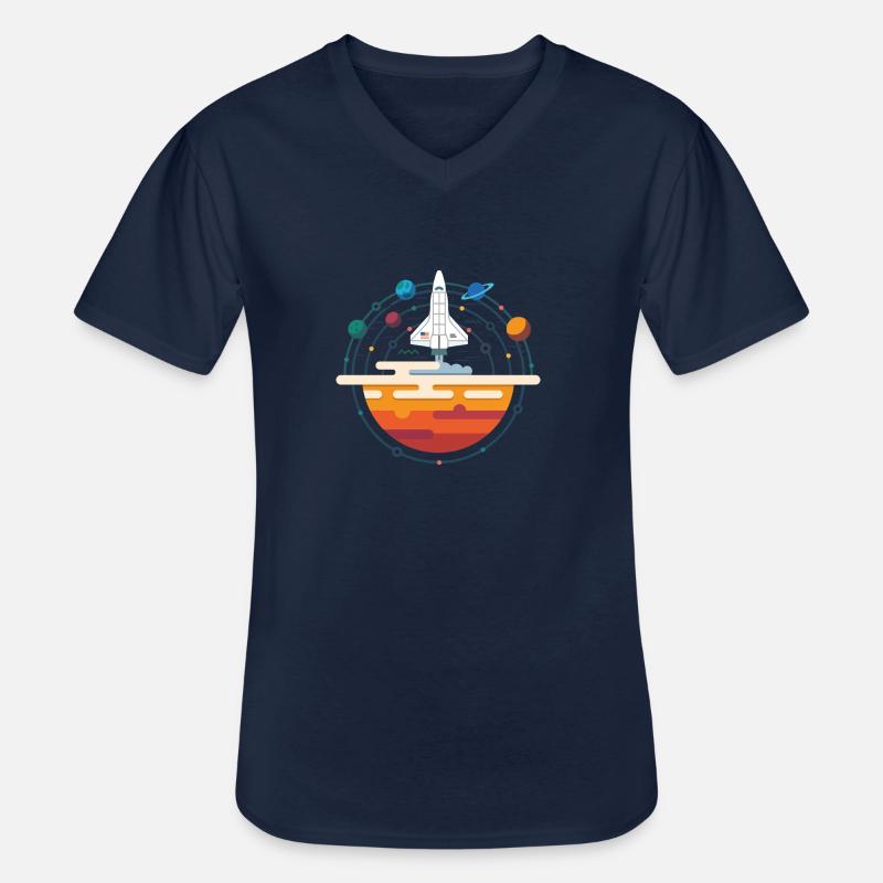 Space Shuttle & Solar System - Männer-T-Shirt mit V-Ausschnitt - Navy