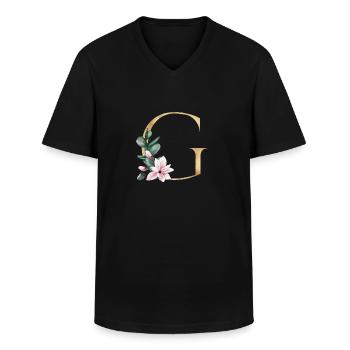 Alphabet G - T-shirt col V Homme - noir - Devant - AI Model Male 178 dark (178cm)