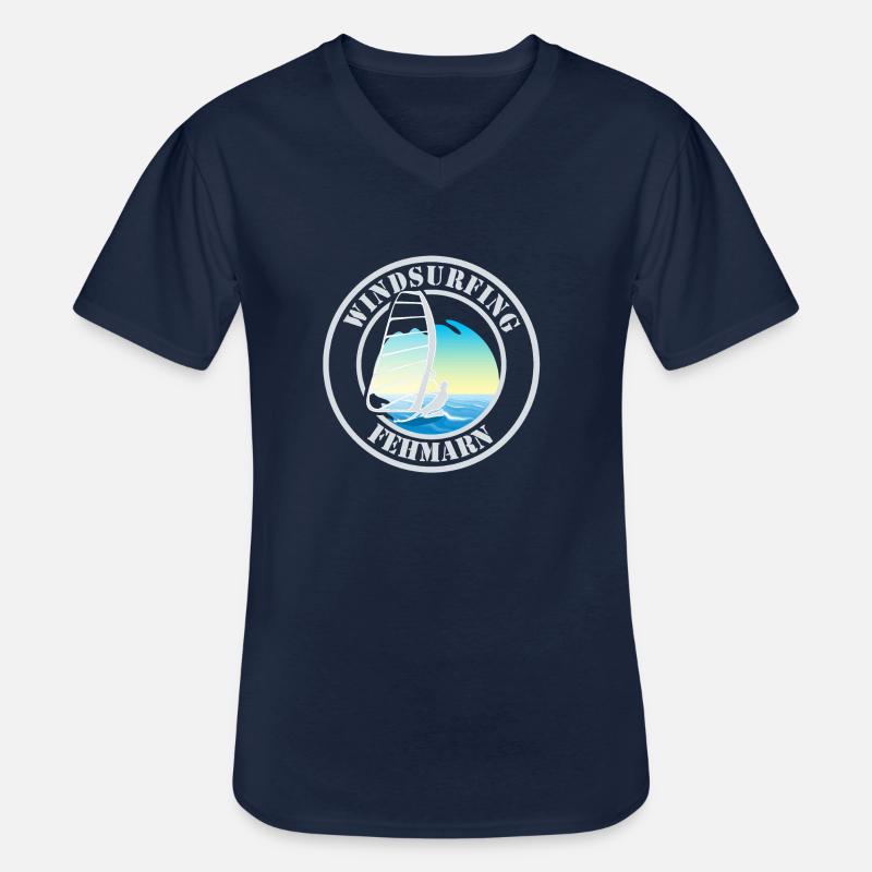Windsurfing Fehmarn Dunkel - Männer-T-Shirt mit V-Ausschnitt - Navy