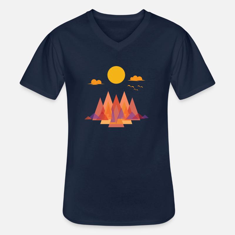 SPRING SUNSET CREATIVE - Männer-T-Shirt mit V-Ausschnitt - Navy