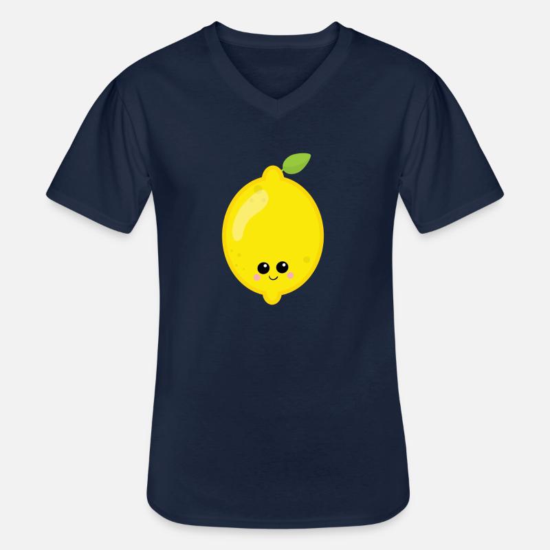 Zitrone - Männer-T-Shirt mit V-Ausschnitt - Navy
