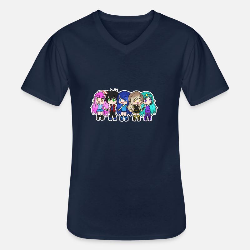 Gacha Stil Funneh Krew - Männer-T-Shirt mit V-Ausschnitt - Navy