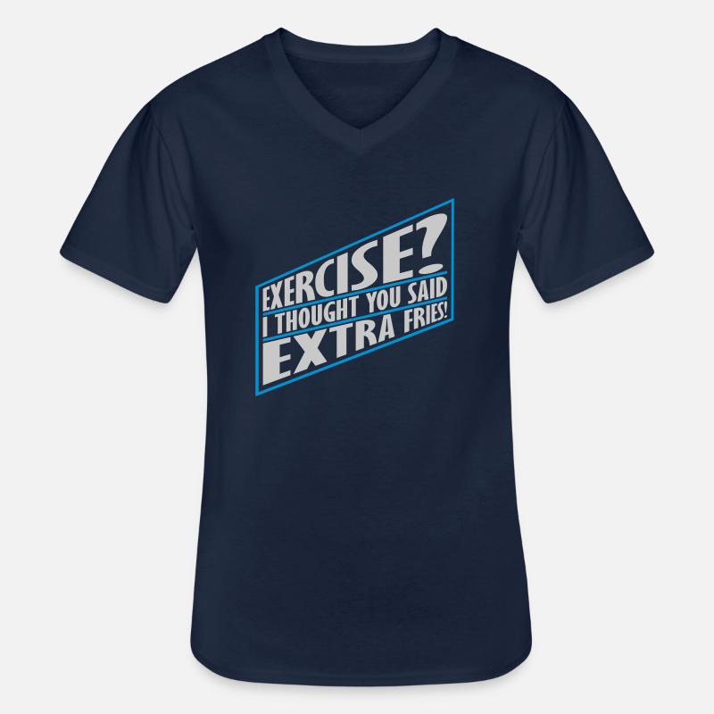 Exercise Extra Fries Zitat - Männer-T-Shirt mit V-Ausschnitt - Navy