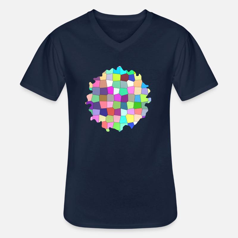 Buntes geometrisches Muster - Männer-T-Shirt mit V-Ausschnitt - Navy