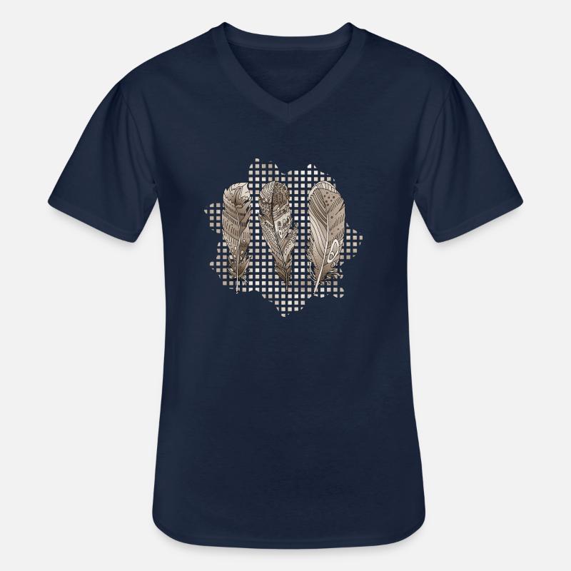 Feder - Männer-T-Shirt mit V-Ausschnitt - Navy