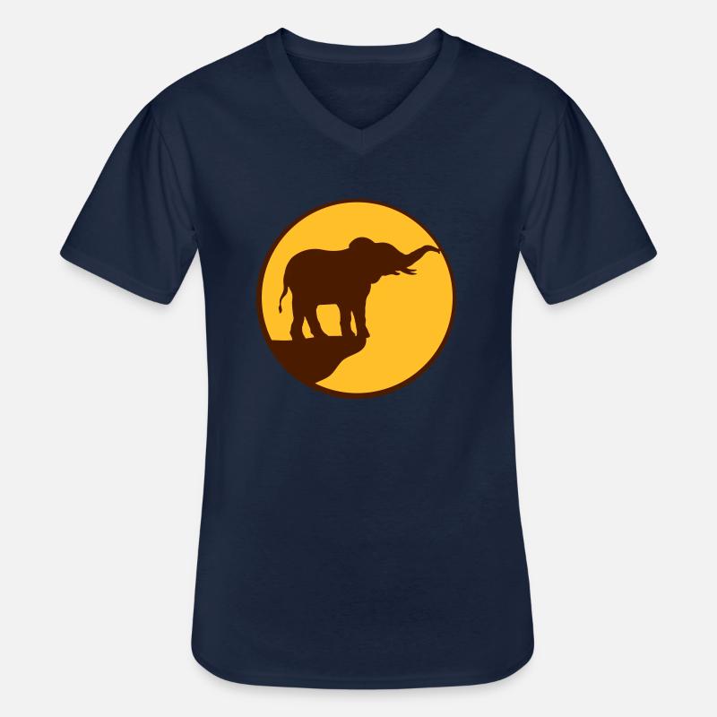 Mond Elefant Klippe Silhouette - Männer-T-Shirt mit V-Ausschnitt - Navy