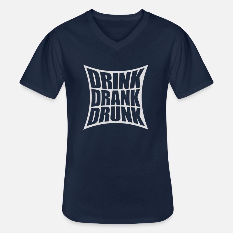 drink drank drunk Zitat - Männer-T-Shirt mit V-Ausschnitt - Navy