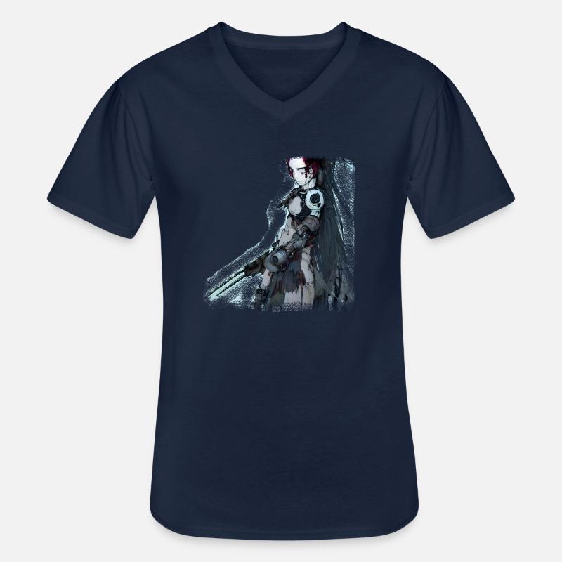 Anime Cyborg Mädchen - Männer-T-Shirt mit V-Ausschnitt - Navy
