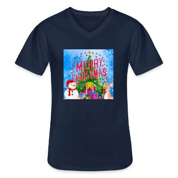 Merry Christmas, Christmas - Men's V-Neck T-Shirt - navy - Front - AI Model Male 178 dark (178cm)
