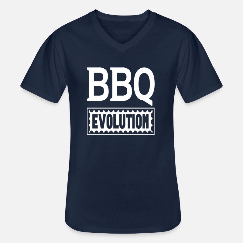 BBQ Evolution - Men's V-Neck T-Shirt - navy