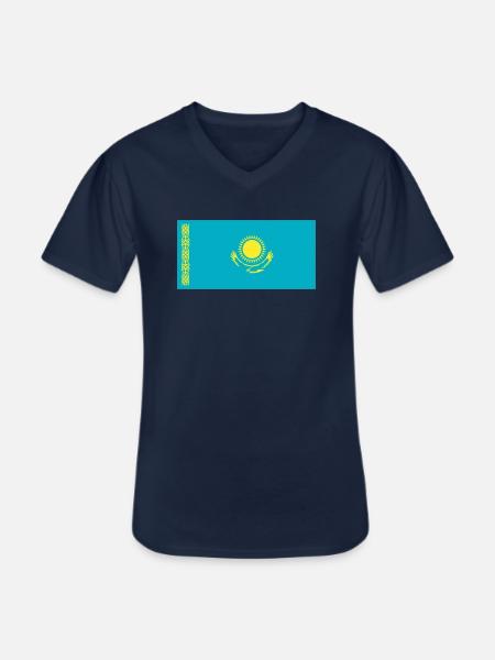 Kasachstan Flagge / Drapeau Kasachstan - Männer-T-Shirt mit V-Ausschnitt - Navy