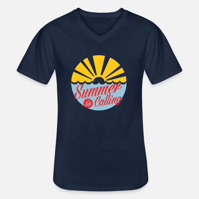 summer is calling red - Männer-T-Shirt mit V-Ausschnitt - Navy