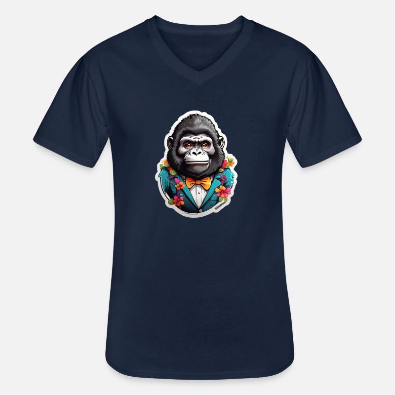 Lustiges Comic Gorilla - Männer-T-Shirt mit V-Ausschnitt - Navy